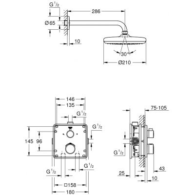 Grohe Grohtherm zestaw wannowo-prysznicowy podtynkowy termostatyczny z deszczownicą chrom 34728000