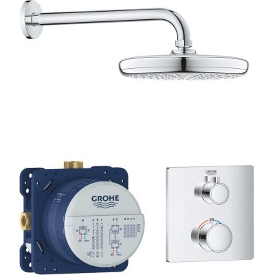 Grohe Grohtherm zestaw wannowo-prysznicowy podtynkowy termostatyczny z deszczownicą chrom 34728000