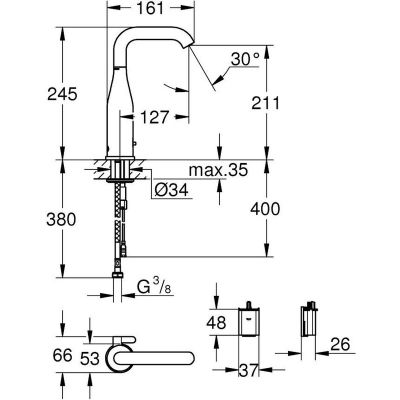 Grohe Essence bateria umywalkowa stojąca elektroniczna Cool Sunrise 36445GL0