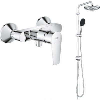 Grohe Start Edge bateria prysznicowa ścienna z zestawem prysznicowym Vitalio Start System 250 chrom (26680001, 24197001)