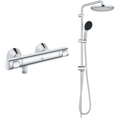 Grohe Precision Flow bateria prysznicowa ścienna termostatyczna z zestawem prysznicowym Vitalio Start System 250 chrom ( 26680001, 34840000)