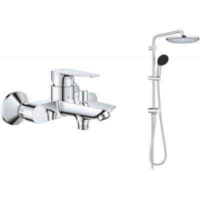 Grohe Vitalio Start System 250 zestaw prysznicowy ścienny z deszczownicą i bateria bateria wannowo-prysznicowa ścienna chrom ( 26680001, 24198001)