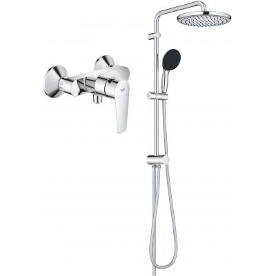 Grohe Vitalio Start System 250 zestaw prysznicowy ścienny z deszczownicą i bateria prysznicowa ścienna Start Edge chrom (26680001, 24197001)