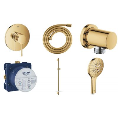 Zestaw Grohe Essence bateria podtynkowa z zestawem prysznicowym złoty (24057GL1, 28388GL0, 27057GL0, 35600000, 26603GL0, 26574GL0)