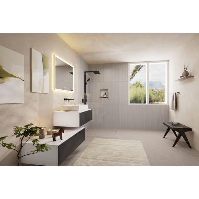 Hansgrohe Raindance Alive Q zestaw prysznicowy ścienny termostatyczny z deszczownicą czarny chrom szczotkowany 24591340