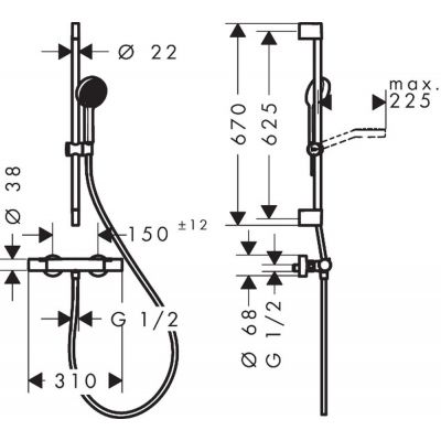 Hansgrohe Activera Select S zestaw prysznicowy ścienny termostatyczny czarny 28876670