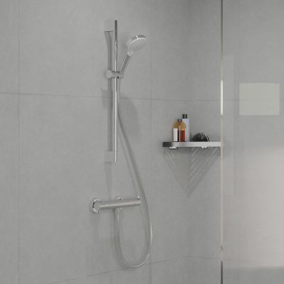 Zestaw Hansgrohe Vernis Blend bateria umywalkowa i prysznicowa z kompletem natryskowym chrom (71580000, 71640000, 26279000)