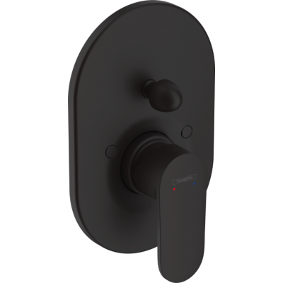 Zestaw Hansgrohe Vernis Blend deszczownica z ramieniem bateria wannowo-prysznicowa podtynkowa z elementem podtynkowym zestaw prysznicowy z przyłączem kątowym czarny mat (26277670, 27809670, 71449670, 31741180, 28052670, 26453670)