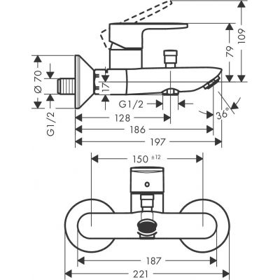 Hansgrohe Vernis bateria wannowo-prysznicowa ścienna chrom 71454000