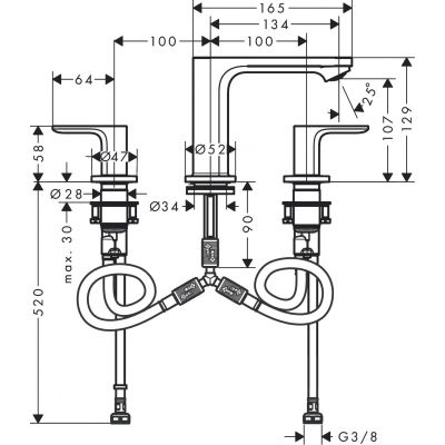 Hansgrohe Rebris S bateria umywalkowa stojąca chrom 72530000