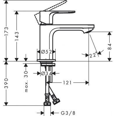 Hansgrohe Rebris E bateria umywalkowa stojąca czarny mat 72554670