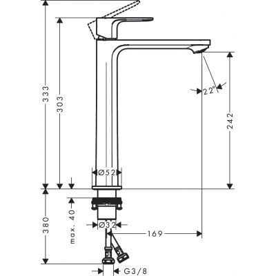 Hansgrohe Rebris E bateria umywalkowa stojąca chrom 72583000