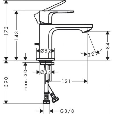 Hansgrohe Rebris S bateria umywalkowa stojąca czarny mat 72586670