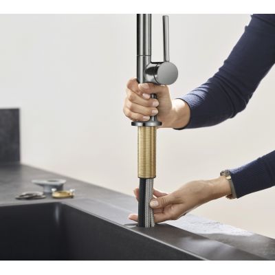 Hansgrohe Talis M54 bateria kuchenna stojąca czarny chrom szczotkowany 72800340