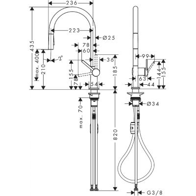 Hansgrohe Talis M54 bateria kuchenna stojąca stal szlachetna 72800800