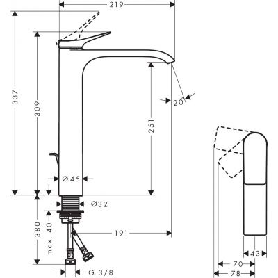 Hansgrohe Vivenis bateria umywalkowa stojąca czarny mat 75044670