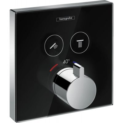 Hansgrohe ShowerSelect Glass bateria wannowo-prysznicowa podtynkowa termostatyczna czarna/chrom 15738600