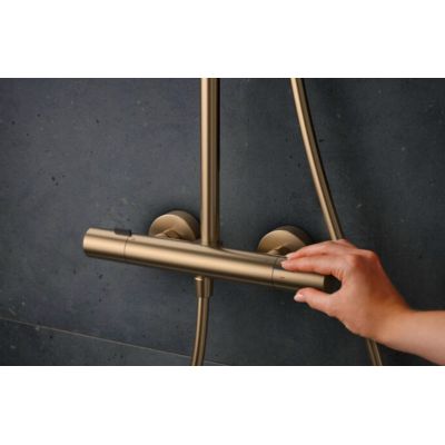 Hansgrohe Pulsify S Puro zestaw prysznicowy ścienny termostatyczny z deszczownicą brąz szczotkowany 24223140