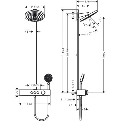 Hansgrohe Pulsify EcoSmart zestaw prysznicowy ścienny termostatyczny z deszczownicą czarny mat 24241670