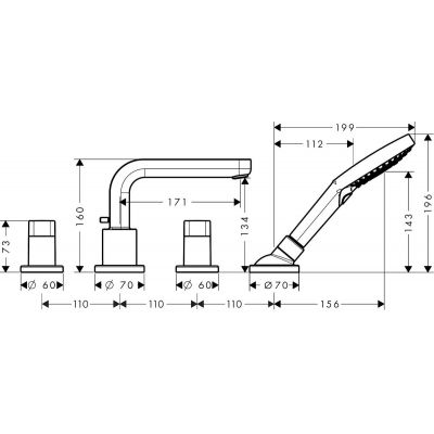 Hansgrohe Metris S bateria wannowo-prysznicowa 4-otworowa chrom 31446000