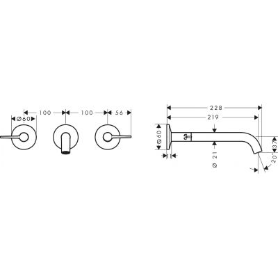 Axor One bateria umywalkowa 3-otworowa podtynkowa czarna 48160670