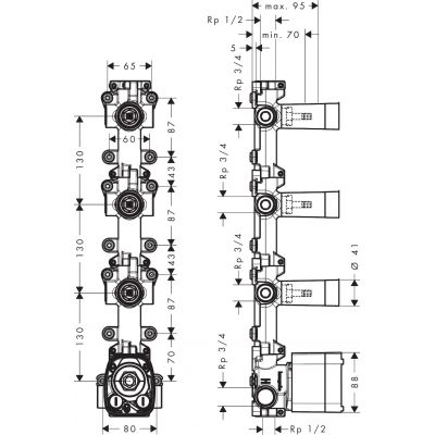 Axor One zestaw podstawowy do modułu termostatycznego do 3 odbiorników 48710180