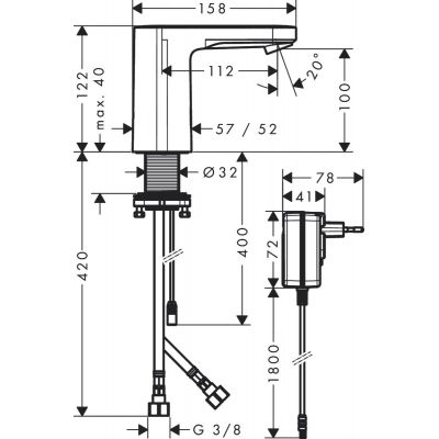 Hansgrohe Vernis Blend bateria umywalkowa stojąca elektroniczna chrom 71501000