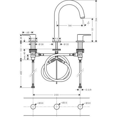 Hansgrohe Vernis Blend bateria umywalkowa 3-otworowa EcoSmart chrom 71553000