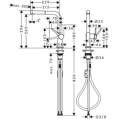 Hansgrohe Talis M54 bateria kuchenna stojąca stal szlachetna szczotkowana 72808800