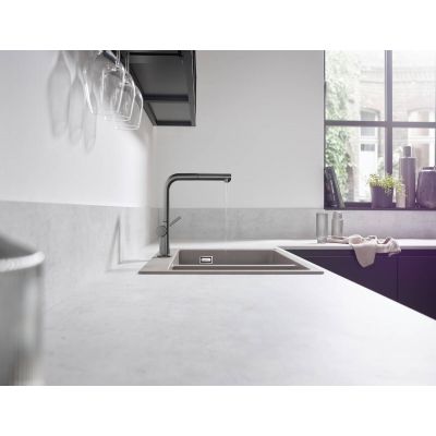 Hansgrohe Talis M54 bateria kuchenna stojąca z wyciąganą wylewką czarny chrom szczotkowany 72809340