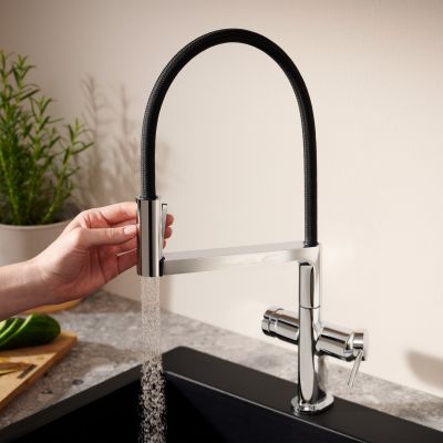 Hansgrohe Talis Select M54 PowderSpray bateria kuchenna stojąca chrom-czarna 72861000