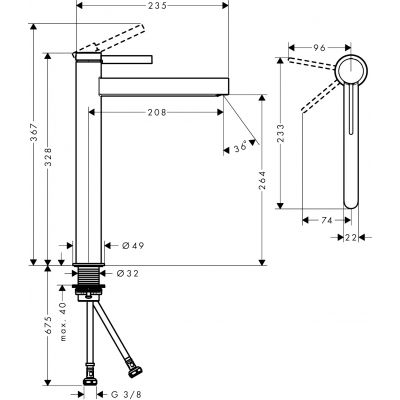 Hansgrohe Finoris bateria umywalkowa stojąca czarny chrom szczotkowany 76072340