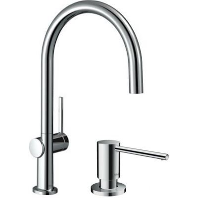 Zestaw Hansgrohe Talis M54 bateria kuchenna stojąca EcoSmart z dozownikiem do płynów chrom (72843000, 40438000)