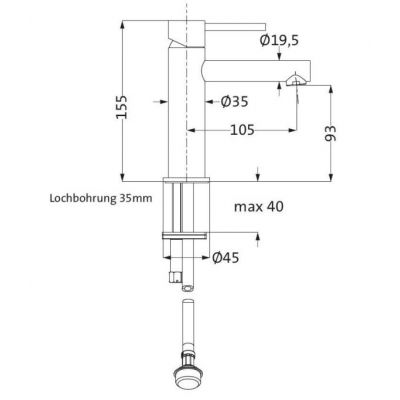 Herzbach Design iX bateria umywalkowa stojąca stal szczotkowana 17.133210.1.09