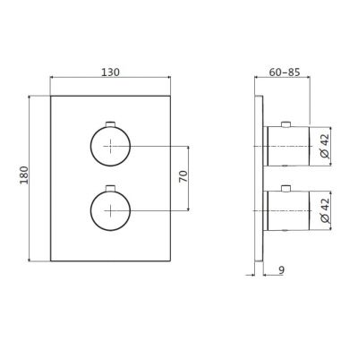 Herzbach Design iX PVD bateria prysznicowa podtynkowa termostatyczna miedź 21.500550.2.39