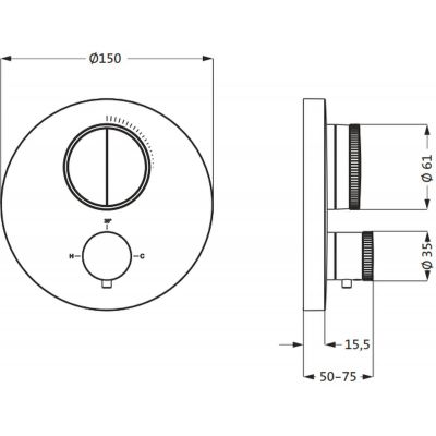 Herzbach Deep iX bateria wannowo-prysznicowa podtynkowa termostatyczna stal szczotkowana 17.803050.1.09