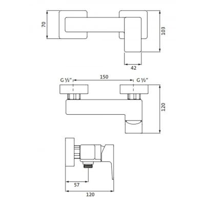 Herzbach Ceo iX-finish bateria prysznicowa ścienna stal nierdzewna 36.220100.1.14