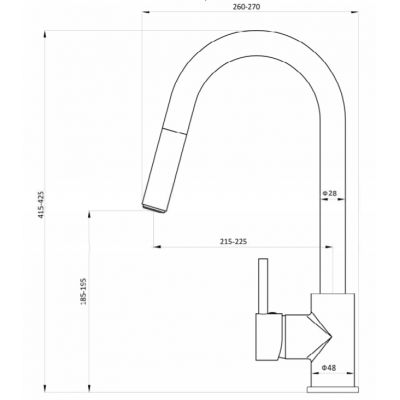 Invena Elia kuchenna stojąca z wyciąganą wylewką czarny mat BZ-89-W04