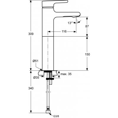 Ideal Standard Attitude bateria umywalkowa stojąca wysoka chrom A4600AA