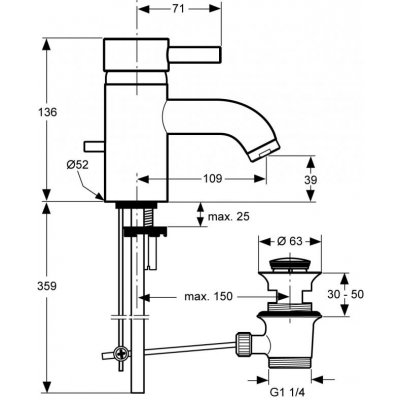 Ideal Standard Celia bateria umywalkowa jednootworowa A3440AA