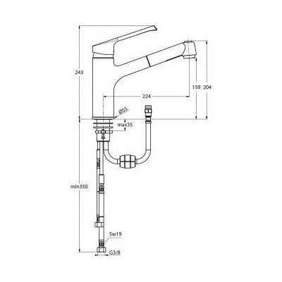 Ideal Standard Retta bateria kuchenna stojąca z wyciąganą wylewką B8987AA