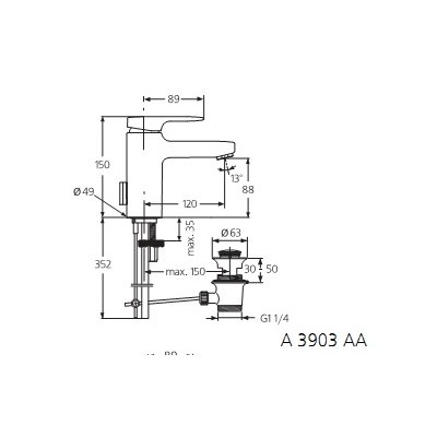 Ideal Standard Moments bateria stojąca umywalkowa A3903AA