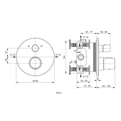 Ideal Standard Ceratherm bateria wannowo-prysznicowa podtynkowa termostatyczna chrom A5814AA