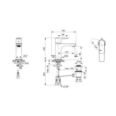 Ideal Standard Connect Air bateria umywalkowa stojąca srebrny mat A7008GN