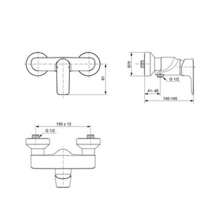 Ideal Standard Connect Air bateria prysznicowa ścienna chrom A7032AA