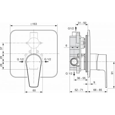 Ideal Standard Cerafine D bateria prysznicowa podtynkowa chrom A7190AA
