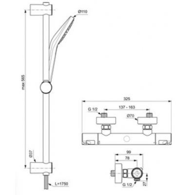 Ideal Standard Ceratherm bateria prysznicowa ścienna termostatyczna chrom A7217AA