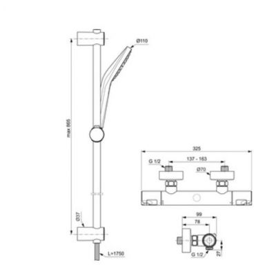 Ideal Standard Ceratherm bateria prysznicowa ścienna z termostatem chrom A7218AA