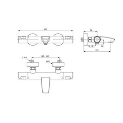 Ideal Standard Ceratherm bateria wannowo-prysznicowa ścienna z termostatem chrom A7223AA