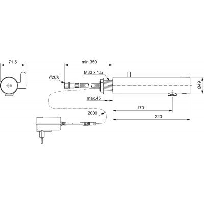 Ideal Standard Sensorflow bateria umywalkowa ścienna elektroniczna chrom A7564AA